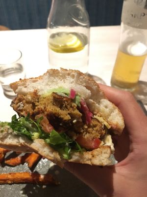 Vegan burger at Nourish in Bath