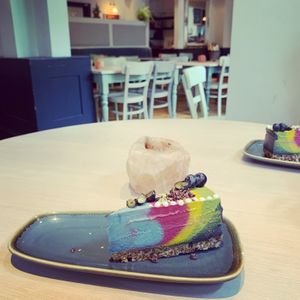 The rainbow cheesecake! at Nourish in Bath