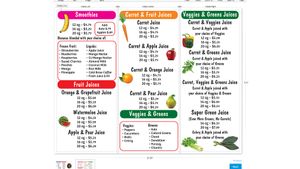 Menu (Back Side) at Andy's Juice Joint in Fairfield