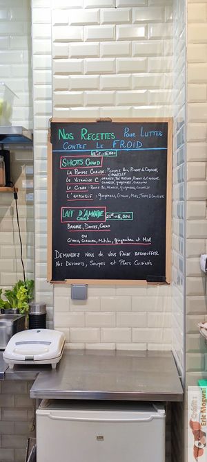 menu at Vertus in Paris