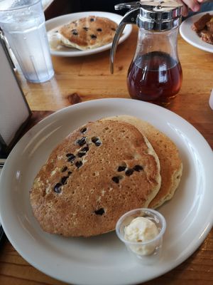 Chocolate chips pancakes at Vertical Diner in Salt Lake City