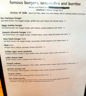 menu June 22 at Vertical Diner in Salt Lake City