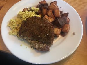 Tofu Scramble, In-House plant based sausage and potatoes.   at Vertical Diner in Salt Lake City