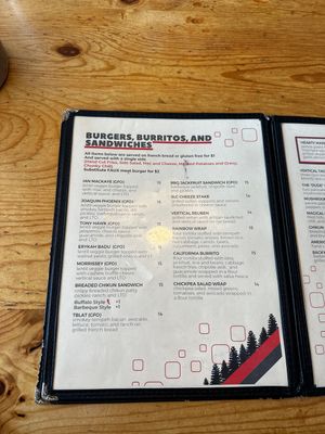 Menu page 3  at Vertical Diner in Salt Lake City