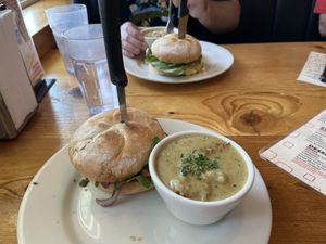 Lentil burger with pesto  at Vertical Diner in Salt Lake City