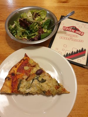 Artichoke dip pizza at Vertical Diner in Salt Lake City