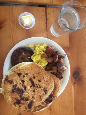 All day breakfast with choc chip pancakes! at Vertical Diner in Salt Lake City