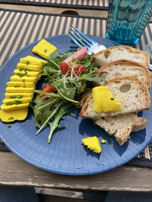 Cheese and bread with salad starter   at Bosque in Sintra