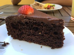 Chocolate abs strawberry 🍓 cake  at Bosque in Sintra