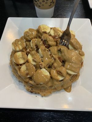 Banana Bread waffle with peanut butter   at The Buzz Coffee & Cafe in Burnsville