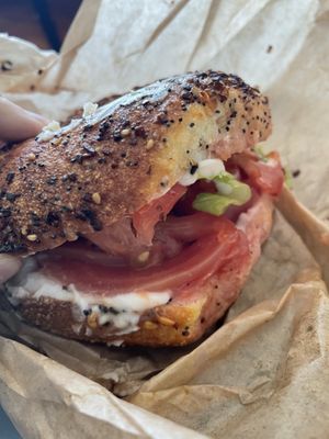 Lox bagel at LUHV Vegan Deli in Philadelphia