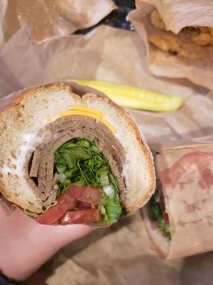 Turkey hoagie with American cheese at LUHV Vegan Deli in Philadelphia