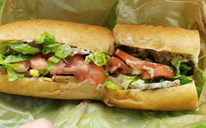 Turkey, bacon, ranch (with cheese, and mayo and mustard instead of ranch) at LUHV Vegan Deli in Philadelphia