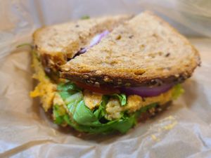Tuna on whole wheat bread at LUHV Vegan Deli in Philadelphia