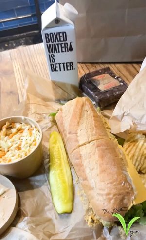 Hoagie, coleslaw, brownie & water. at LUHV Vegan Deli in Philadelphia
