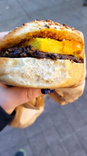 "Sausage egg and cheese" bagel at LUHV Vegan Deli in Philadelphia