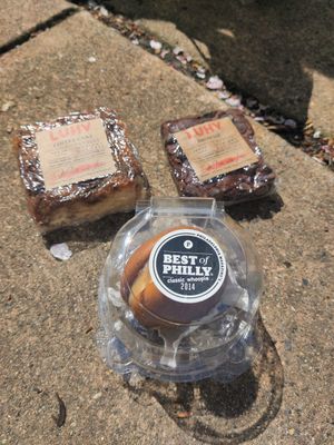 Whoopie pie, coffee cake and brownie at LUHV Vegan Deli in Philadelphia