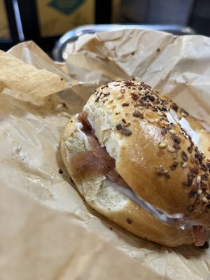 Lox bagel   at LUHV Vegan Deli in Philadelphia