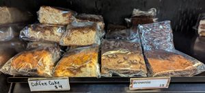 coffee cake and brownie at LUHV Vegan Deli in Philadelphia