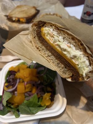 Corned beef & side saladd  at LUHV Vegan Deli in Philadelphia