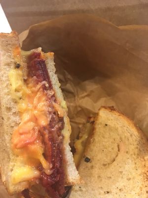 Hot, delicious Reuben!! at LUHV Vegan Deli in Philadelphia