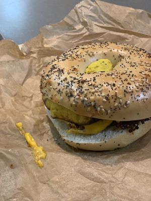 Breakfast bagel at LUHV Vegan Deli in Philadelphia