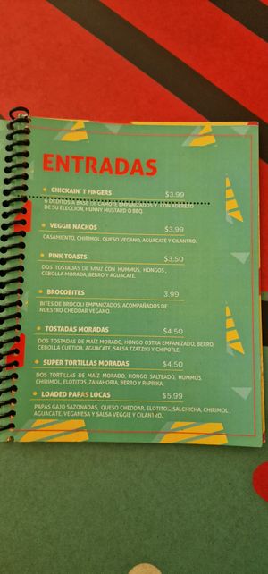 Menu5 at El Veggie SV - Food Truck in San Salvador