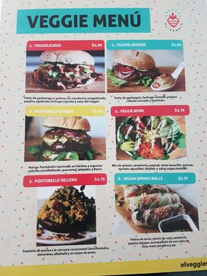 El Veggie menú  at El Veggie SV - Food Truck in San Salvador