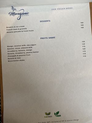 Drinks and desserts available for lunch   at Moreganic Restaurant at Away Chiang Mai Thapae Vegan Retreat in Chiang Mai