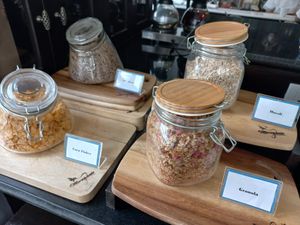 Breakfast buffet cereals at Moreganic Restaurant at Away Chiang Mai Thapae Vegan Retreat in Chiang Mai