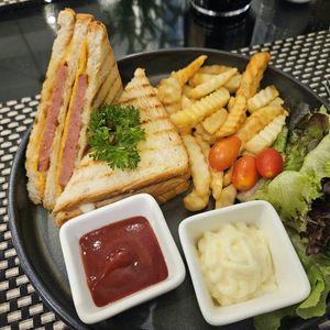 Grilled ham and cheese sandwich at Moreganic Restaurant at Away Chiang Mai Thapae Vegan Retreat in Chiang Mai