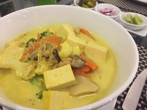Vegan Gourmet in CM! Khoa Soi at Moreganic Restaurant at Away Chiang Mai Thapae Vegan Retreat in Chiang Mai