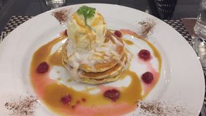 Vegan Gourmet in CM! Vegan pancakes with soy vanilla ice cream for dessert at Moreganic Restaurant at Away Chiang Mai Thapae Vegan Retreat in Chiang Mai