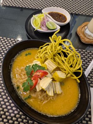 Khao Soi Tofu at Moreganic Restaurant at Away Chiang Mai Thapae Vegan Retreat in Chiang Mai