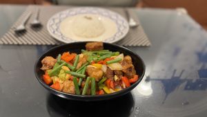 Tofu and Jasmine Ricee  at Moreganic Restaurant at Away Chiang Mai Thapae Vegan Retreat in Chiang Mai