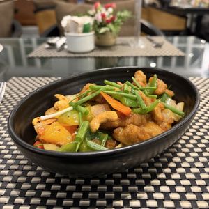 chicken cashew  at Moreganic Restaurant at Away Chiang Mai Thapae Vegan Retreat in Chiang Mai