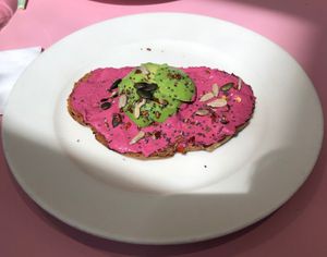 Beetroot hummus toast  at Circle - Media City in Dubai