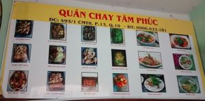 Menu at Tam Phuc in Ho Chi Minh City