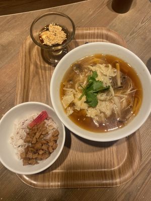 Christmas hot and sour set w soy meat and brown sugar yogurt   at T's Tantan - JR Ueno in Tokyo