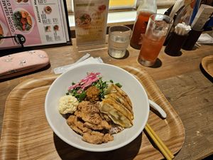 Tantan ramen wirh soy meat and gyoza at T's Tantan - JR Ueno in Tokyo