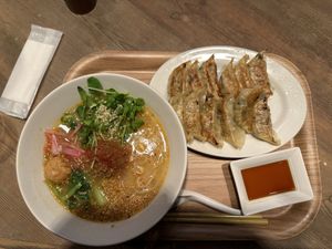 Sesame ramen and gyozas (big portion)  at T's Tantan - JR Ueno in Tokyo