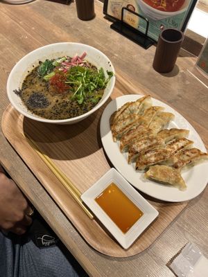 Black sesame and gyoza  at T's Tantan - JR Ueno in Tokyo