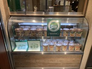 Outside counter selling vegan cup noodles  at T's Tantan - JR Ueno in Tokyo