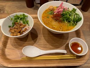 Golden Sesame Tantan and Mini Bowl with Char-Siu at T's Tantan - JR Ueno in Tokyo