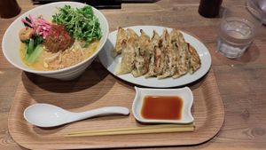 T's Set 1: golden sesame tantan & vegetable gyoza at T's Tantan - JR Ueno in Tokyo