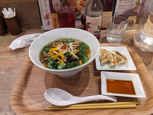 Special ramen, gyozas and pomegranate soda at T's Tantan - JR Ueno in Tokyo