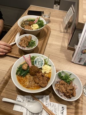 in front: golden tantan, back: black tantan  at T's Tantan - Ecute Ueno in Tokyo