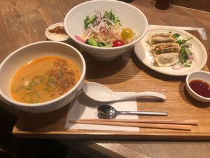 Vegan “Tsuke-Men” dipping ramen  at T's Tantan - JR Ueno in Tokyo
