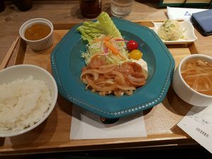 Veggie-pork sauté menu at T's Tantan - JR Ueno in Tokyo