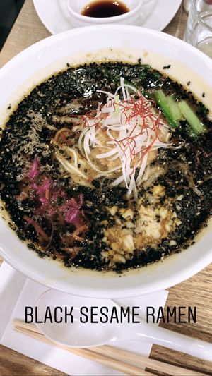 Black sesame ramen; rich, peppery & creamy  at T's Tantan - JR Ueno in Tokyo